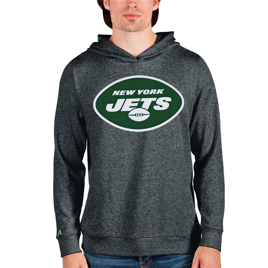 New York Jets Antigua Team Absolute Pullover Hoodie - Heathered Charcoal