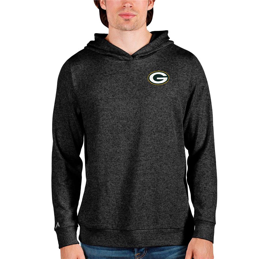 Green Bay Packers Antigua Absolute Pullover Hoodie - Heathered Black