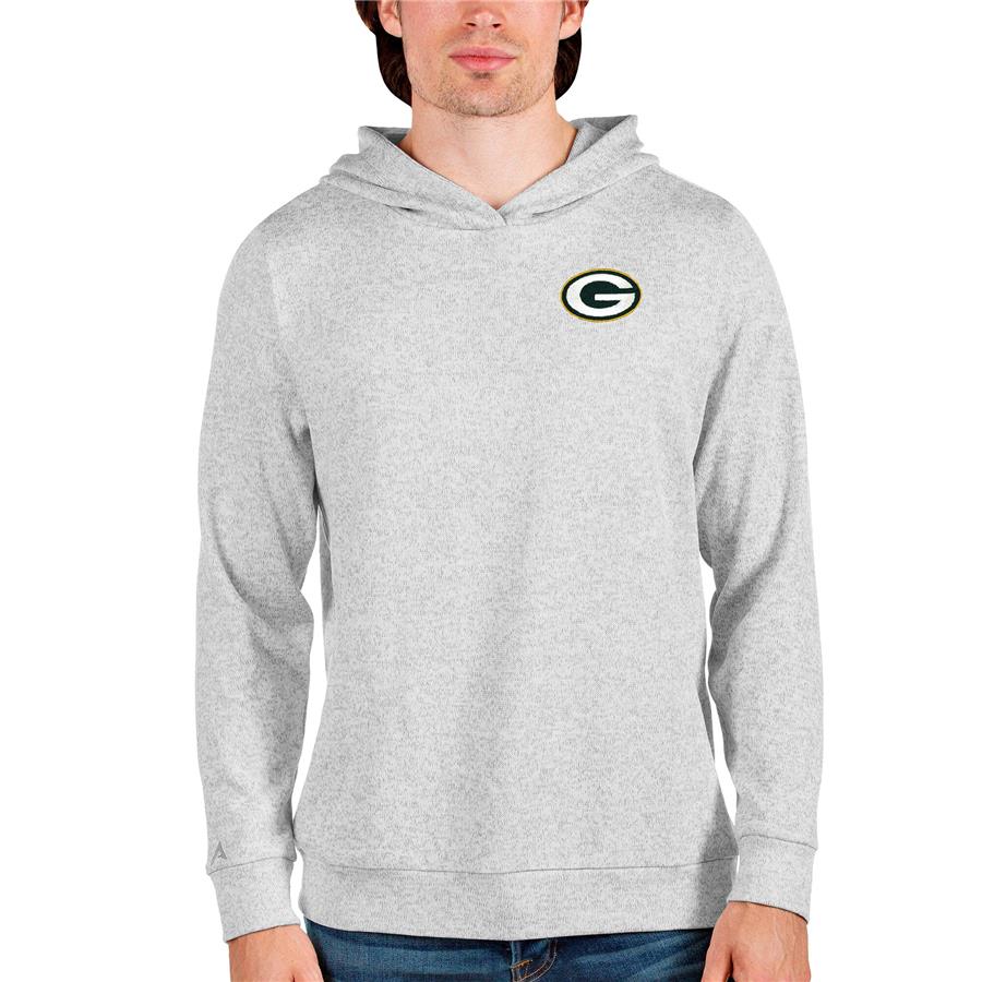 Green Bay Packers Antigua Absolute Pullover Hoodie - Heathered Gray