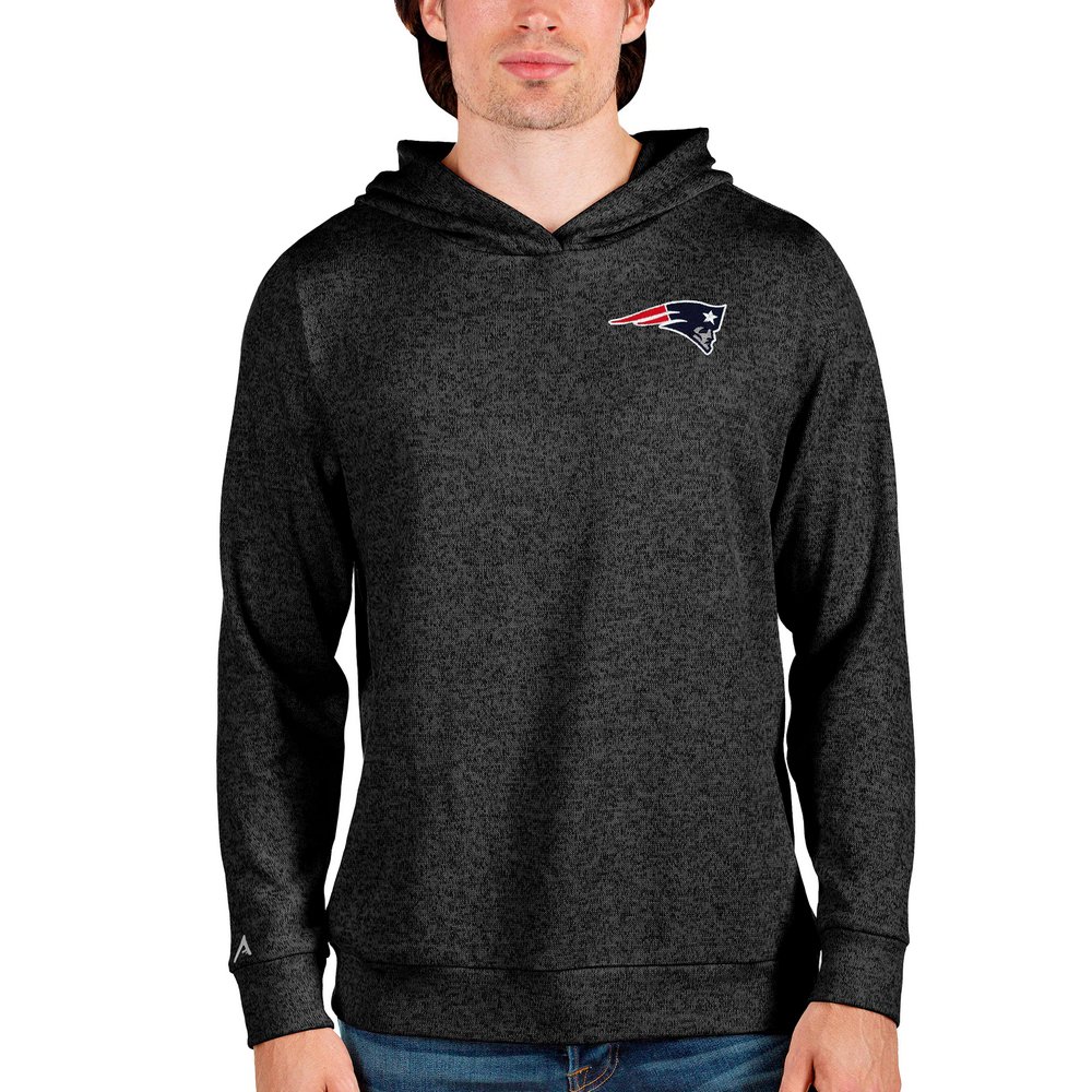New England Patriots Antigua Absolute Pullover Hoodie - Heathered Black