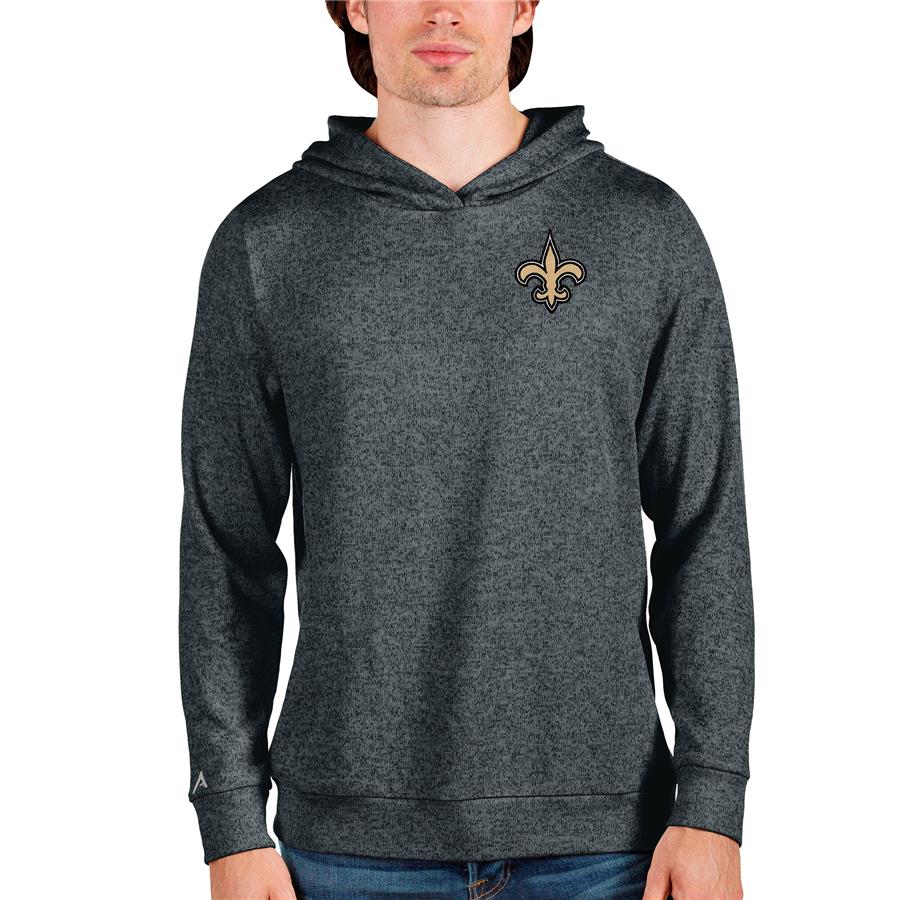 New Orleans Saints Antigua Absolute Pullover Hoodie - Heathered Charcoal