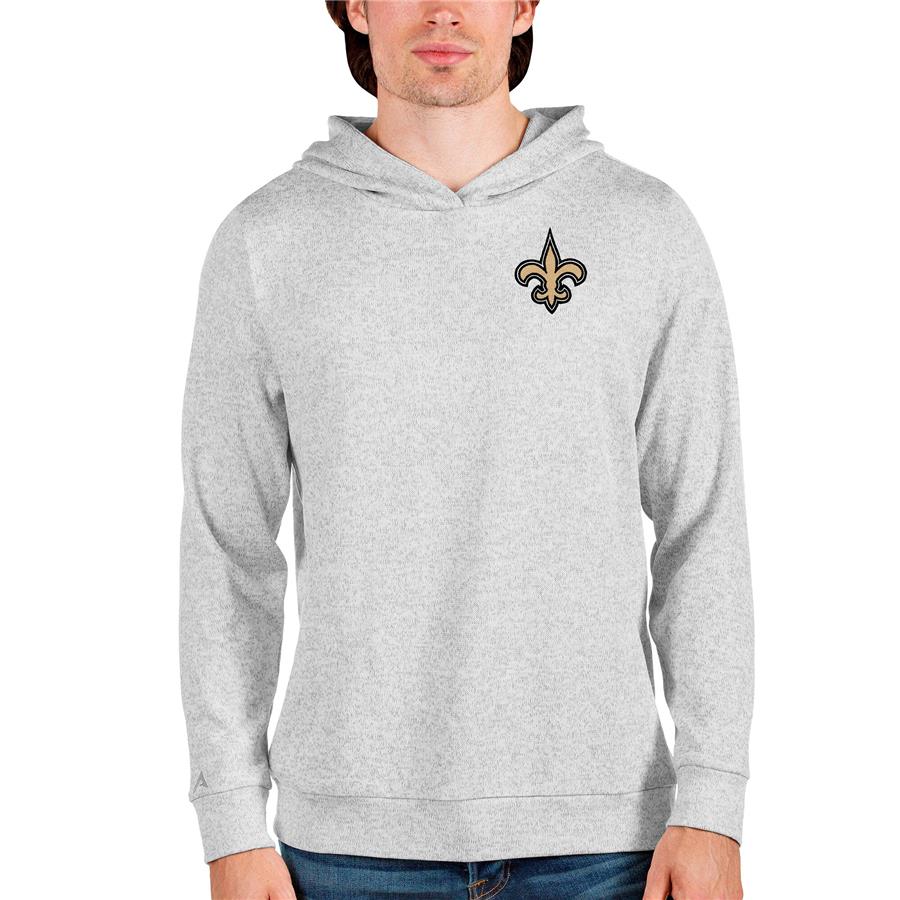 New Orleans Saints Antigua Absolute Pullover Hoodie - Heathered Gray