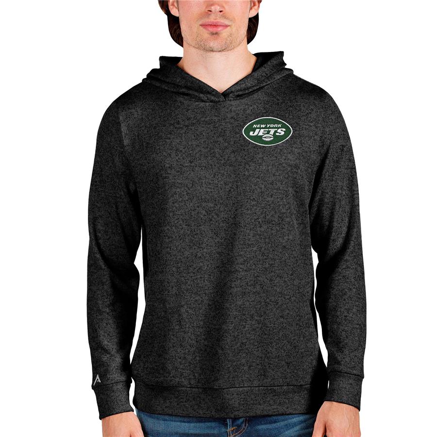 New York Jets Antigua Absolute Pullover Hoodie - Heathered Black