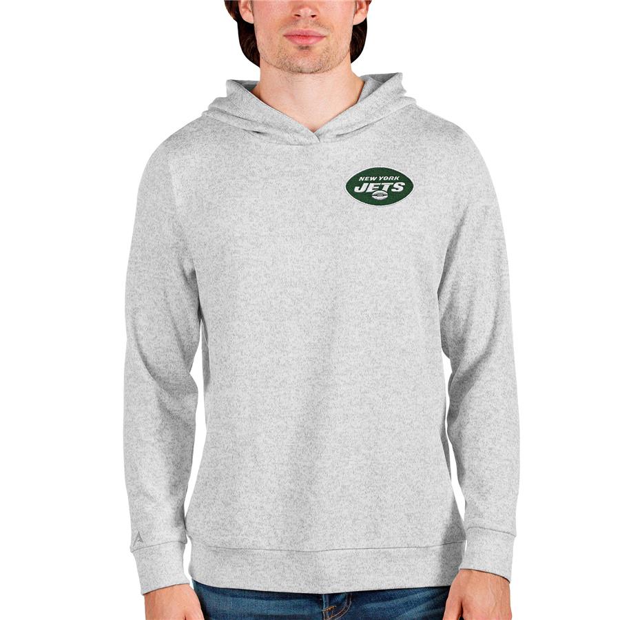 New York Jets Antigua Absolute Pullover Hoodie - Heathered Gray