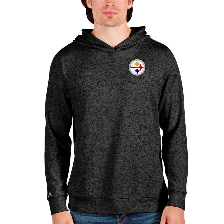Pittsburgh Steelers Antigua Absolute Pullover Hoodie - Heathered Black