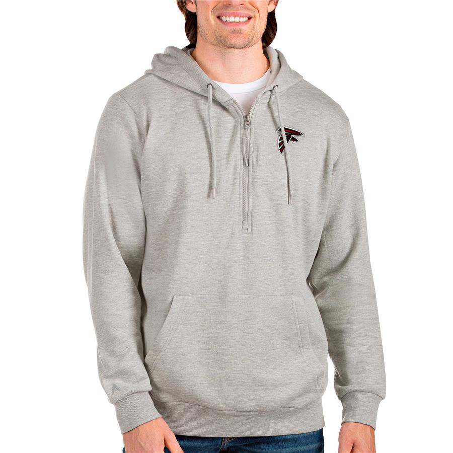 Atlanta Falcons Antigua Action Quarter-Zip Pullover Hoodie - Heathered Gray