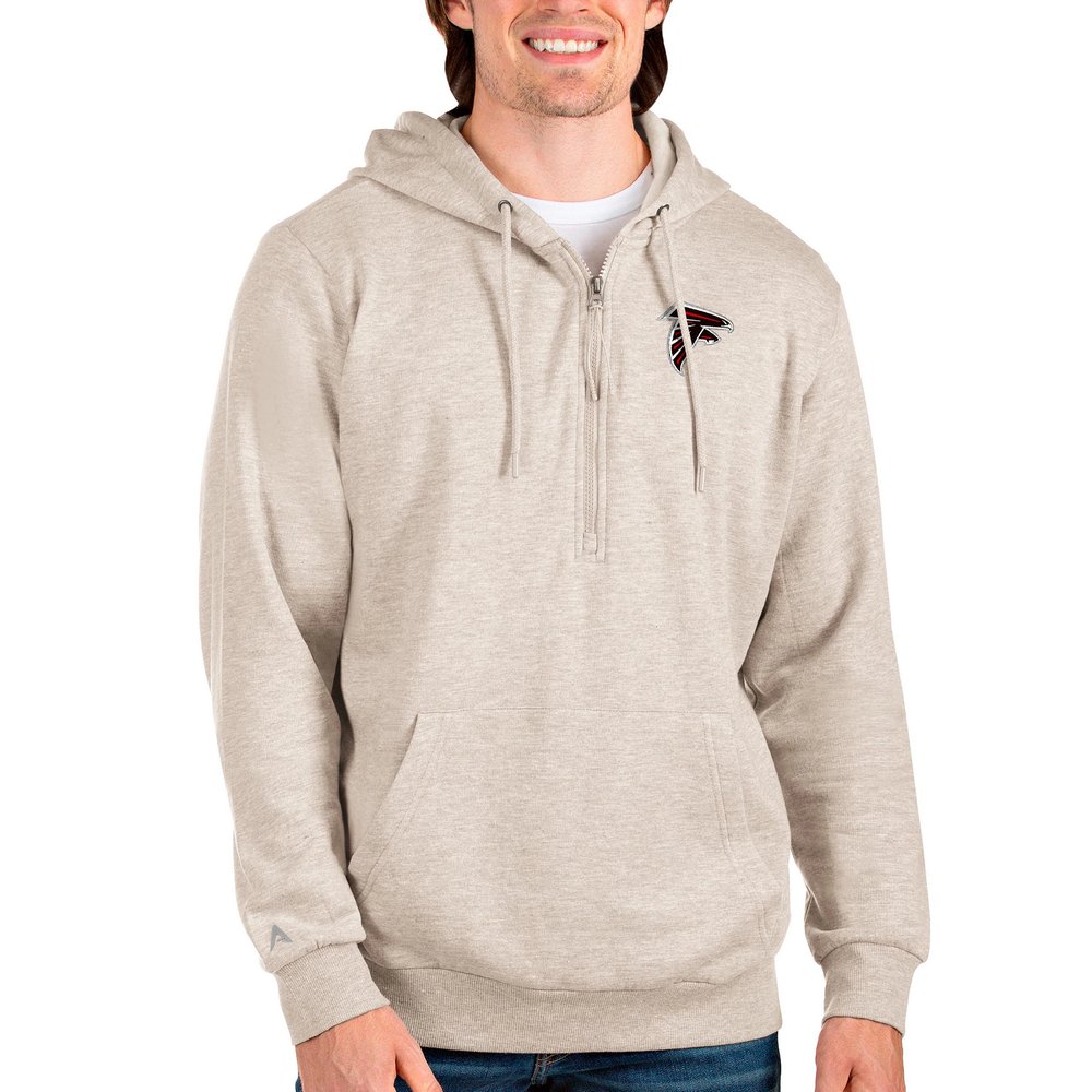 Atlanta Falcons Antigua Action Quarter-Zip Pullover Hoodie - Oatmeal
