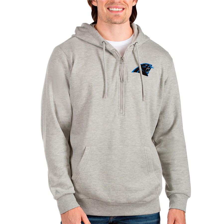 Carolina Panthers Antigua Action Quarter-Zip Pullover Hoodie - Heathered Gray