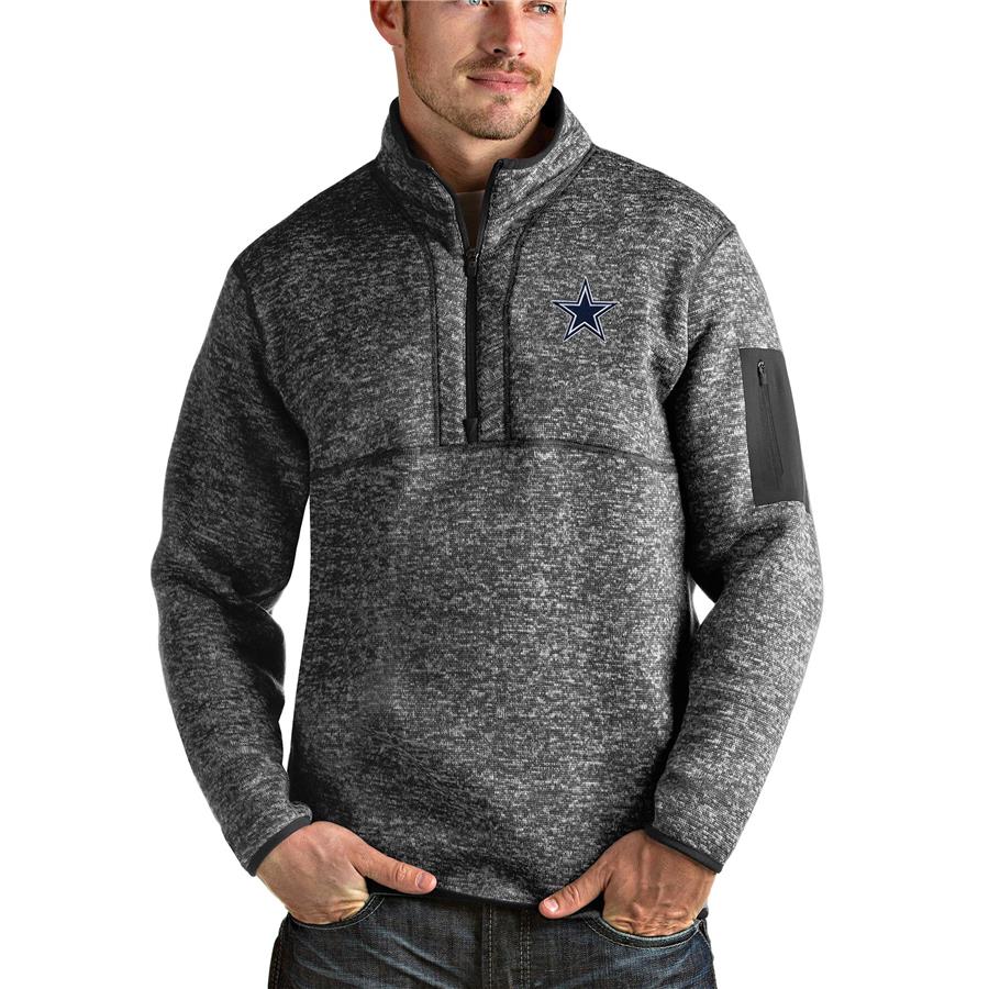 Dallas Cowboys Antigua Fortune Quarter-Zip Pullover Jacket - Heathered Charcoal