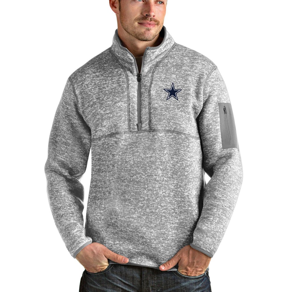 Dallas Cowboys Antigua Fortune Quarter-Zip Pullover Jacket - Heathered Gray