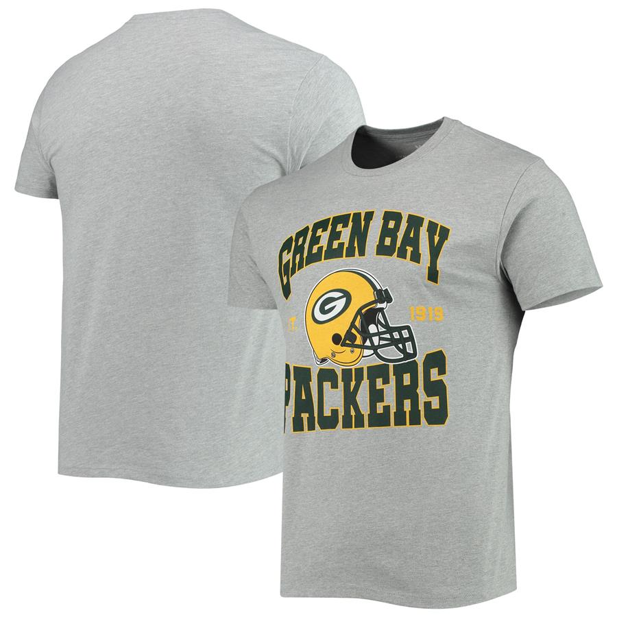 Green Bay Packers Junk Food Helmet T-Shirt - Heathered Gray