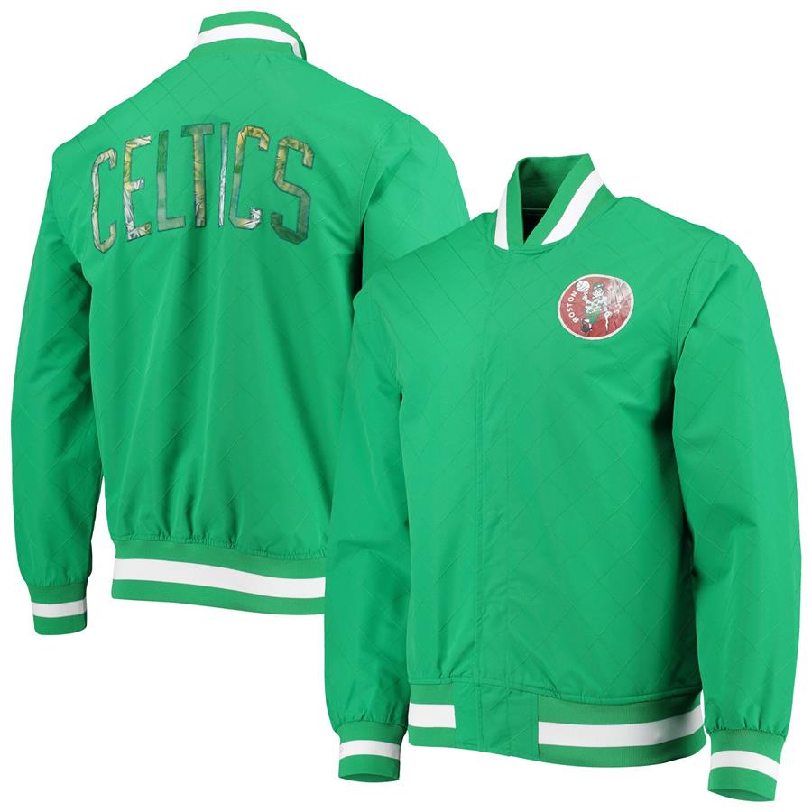 Boston Celtics Mitchell & Ness Hardwood Classics 75th Anniversary Authentic Warmup Full-Snap Jacket - Kelly Green