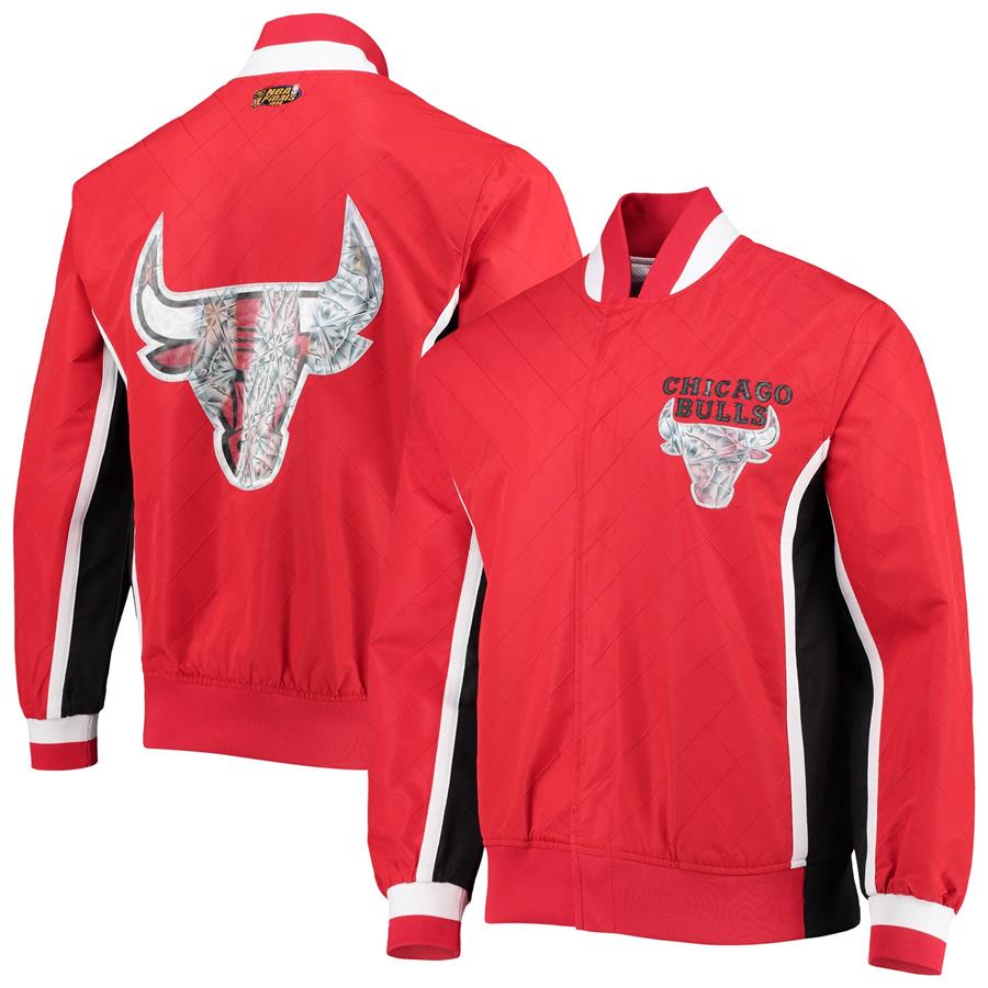 Chicago Bulls Mitchell & Ness Hardwood Classics 75th Anniversary Authentic Warmup Full-Snap Jacket - Red