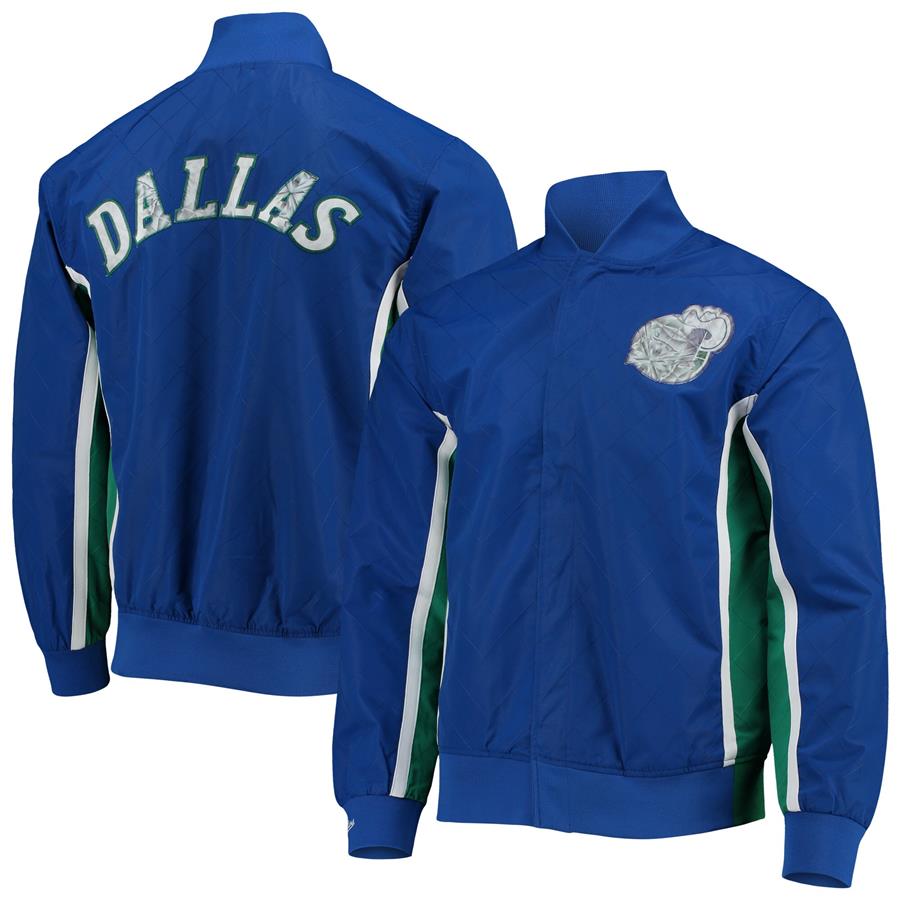 Dallas Mavericks Mitchell & Ness Hardwood Classics 75th Anniversary Authentic Warmup Full-Snap Jacket - Blue