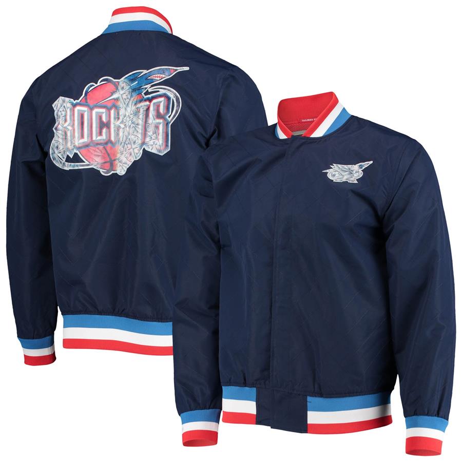 Houston Rockets Mitchell & Ness Hardwood Classics 75th Anniversary Authentic Warmup Full-Snap Jacket - Navy