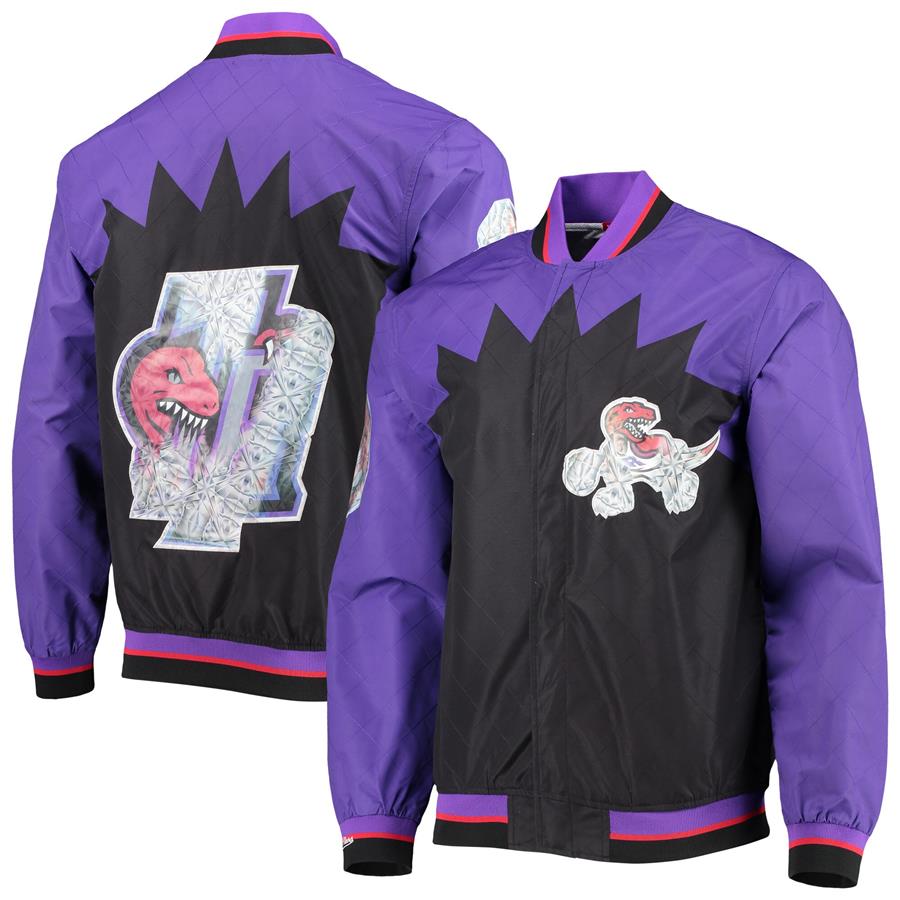 Toronto Raptors Mitchell & Ness Hardwood Classics 75th Anniversary Authentic Warmup Full-Snap Jacket - Black