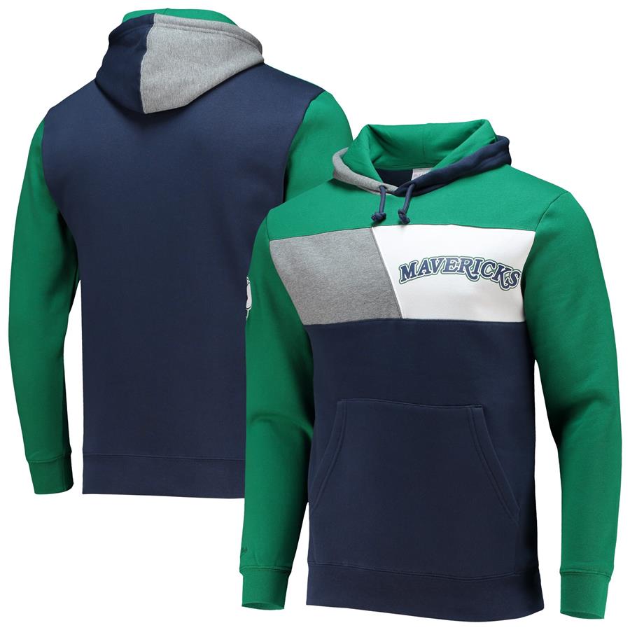 Dallas Mavericks Mitchell & Ness Hardwood Classics Colorblock Pullover Hoodie - Navy