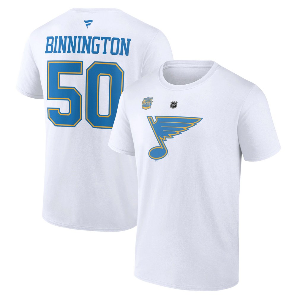 Jordan Binnington St. Louis Blues Fanatics Branded 2022 Winter Classic Name & Number T-Shirt - White
