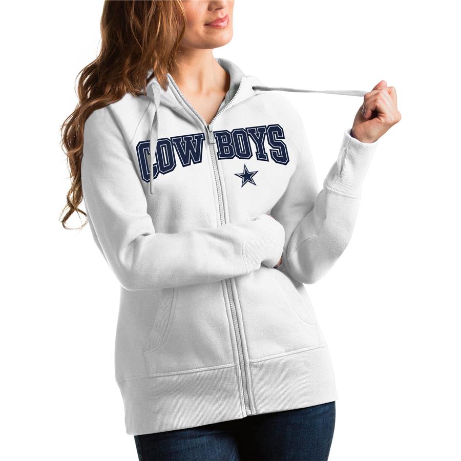 Dallas Cowboys Antigua Women's Team Victory Full-Zip Hoodie - White