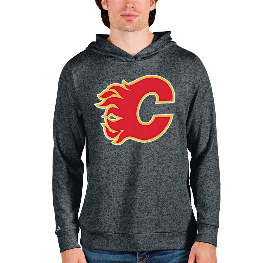 Calgary Flames Antigua Absolute Pullover Hoodie - Heathered Charcoal