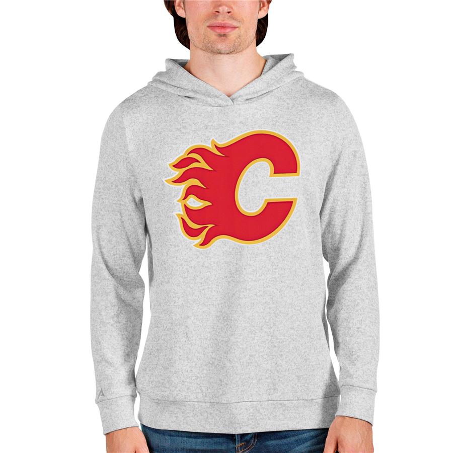 Calgary Flames Antigua Absolute Pullover Hoodie - Heathered Gray