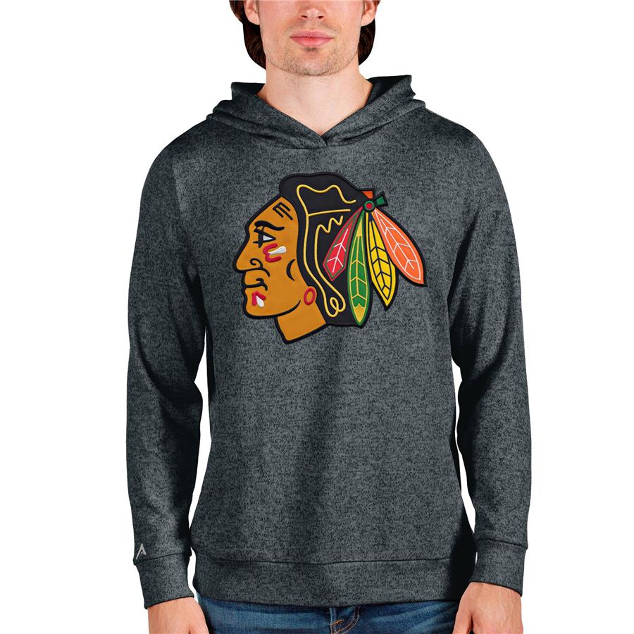 Chicago Blackhawks Antigua Absolute Pullover Hoodie - Heathered Charcoal