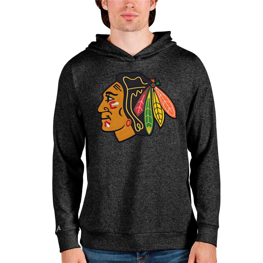 Chicago Blackhawks Antigua Absolute Pullover Hoodie - Heathered Black