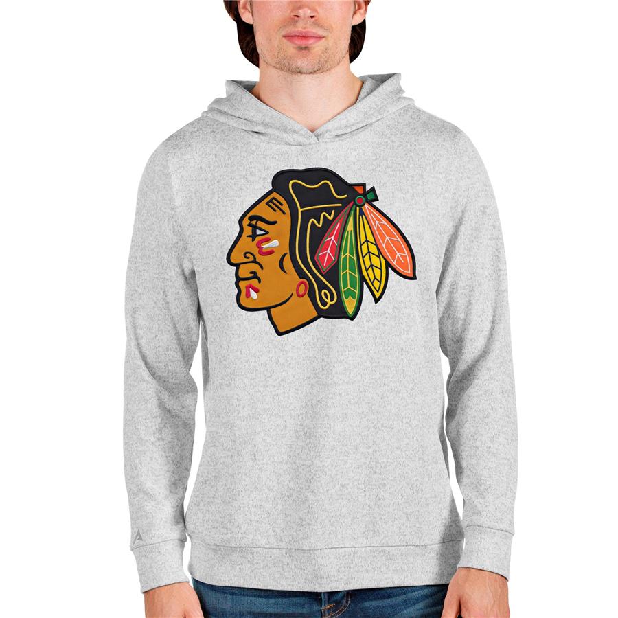 Chicago Blackhawks Antigua Absolute Pullover Hoodie - Heathered Gray