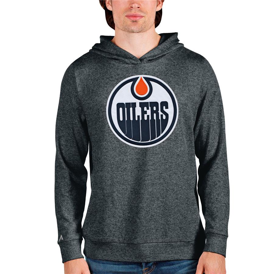 Edmonton Oilers Antigua Absolute Pullover Hoodie - Heathered Charcoal
