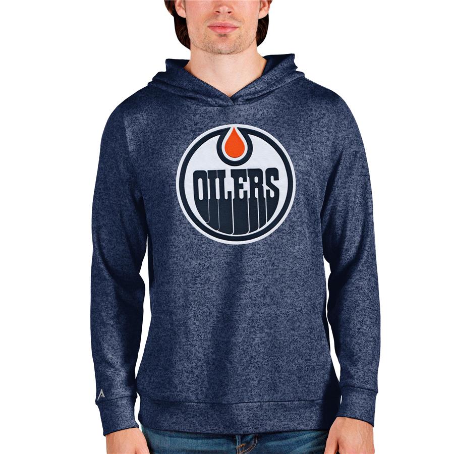 Edmonton Oilers Antigua Absolute Pullover Hoodie - Heathered Navy