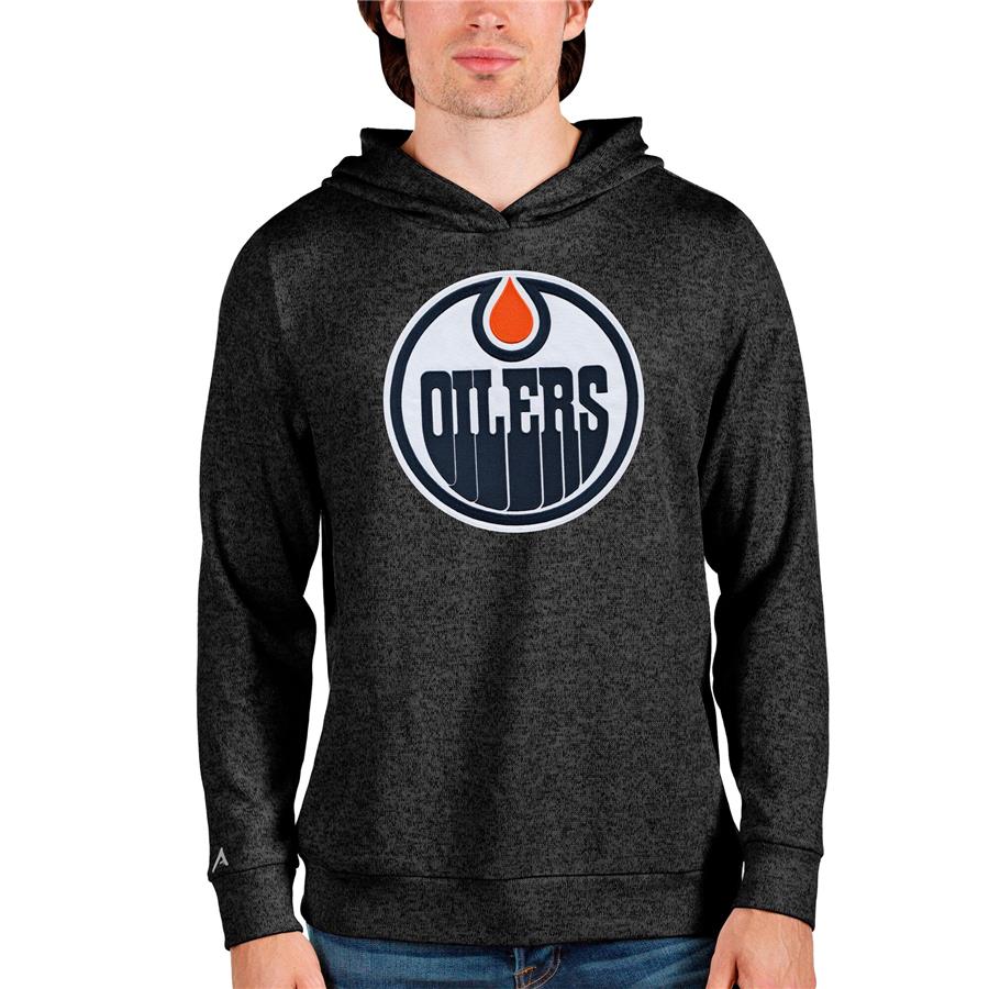 Edmonton Oilers Antigua Absolute Pullover Hoodie - Heathered Black