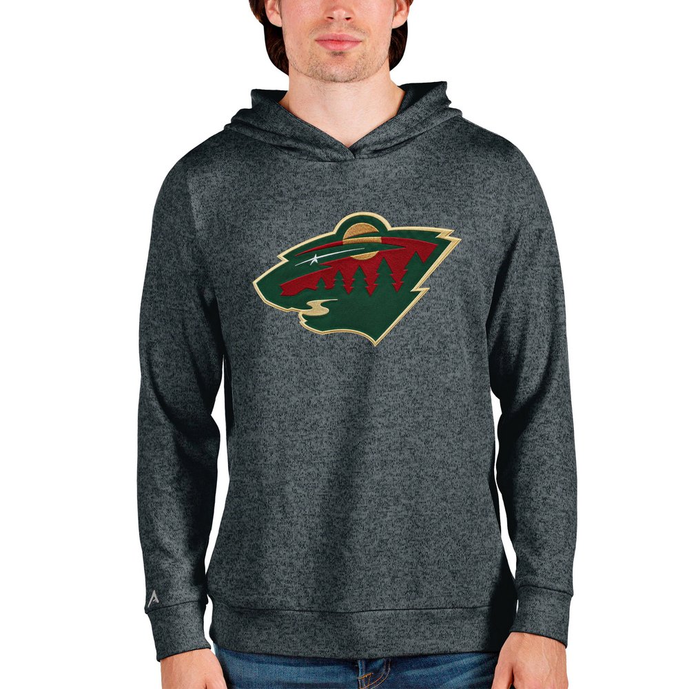 Minnesota Wild Antigua Absolute Pullover Hoodie - Heathered Charcoal