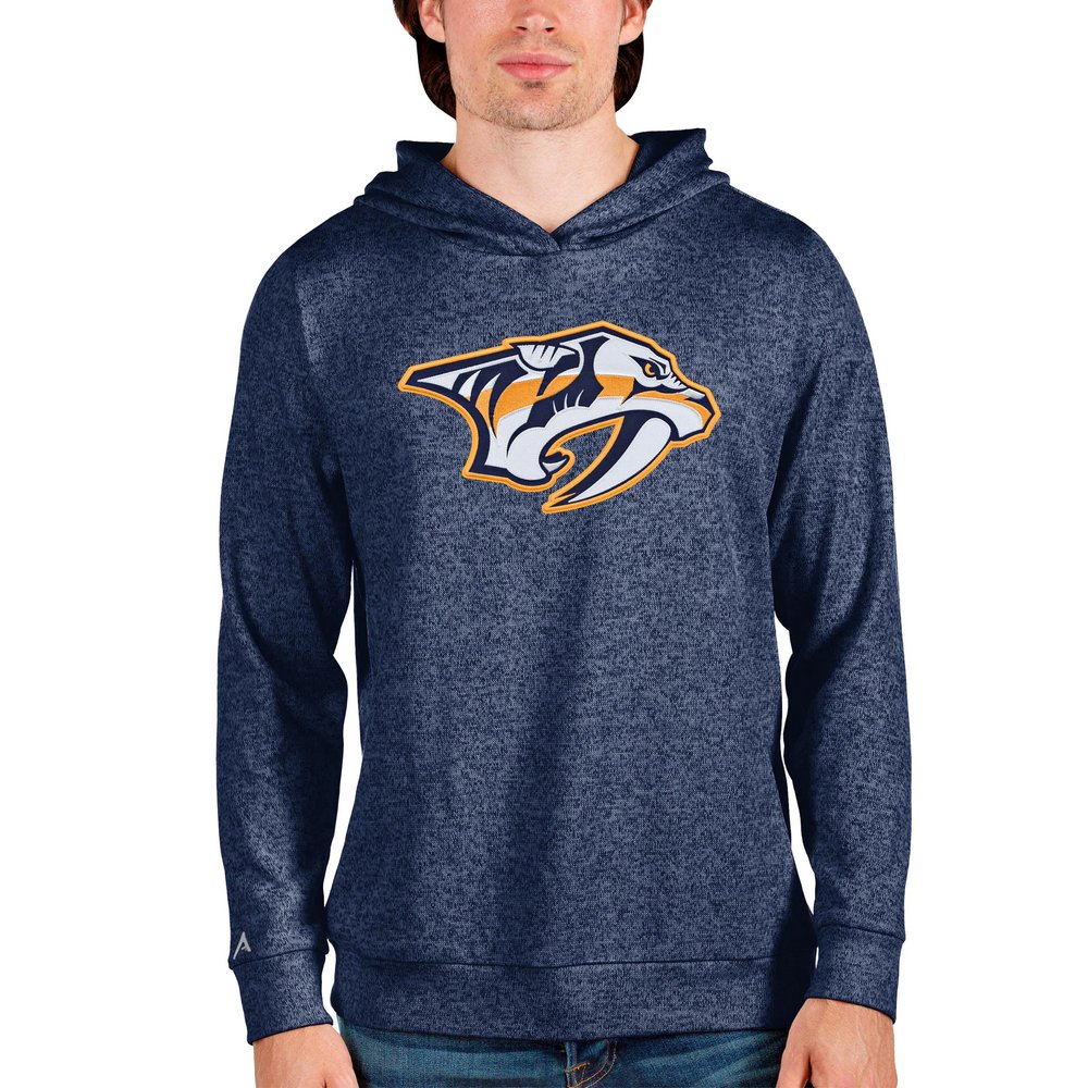 Nashville Predators Antigua Absolute Pullover Hoodie - Heathered Navy