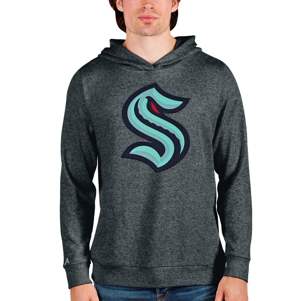 Seattle Kraken Antigua Absolute Pullover Hoodie - Heathered Charcoal