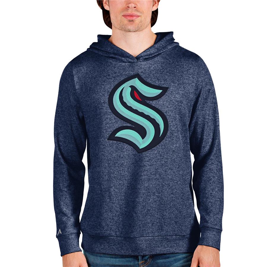 Seattle Kraken Antigua Absolute Pullover Hoodie - Heathered Navy