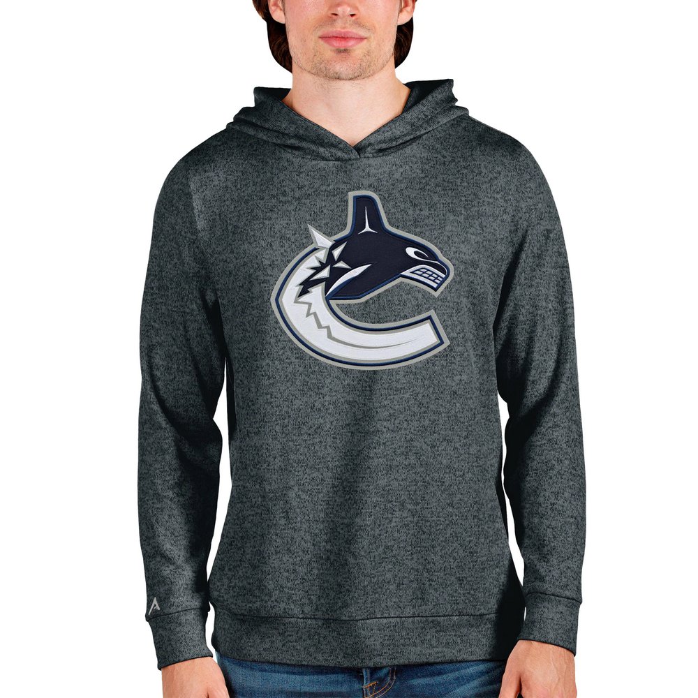 Vancouver Canucks Antigua Absolute Pullover Hoodie - Heathered Charcoal