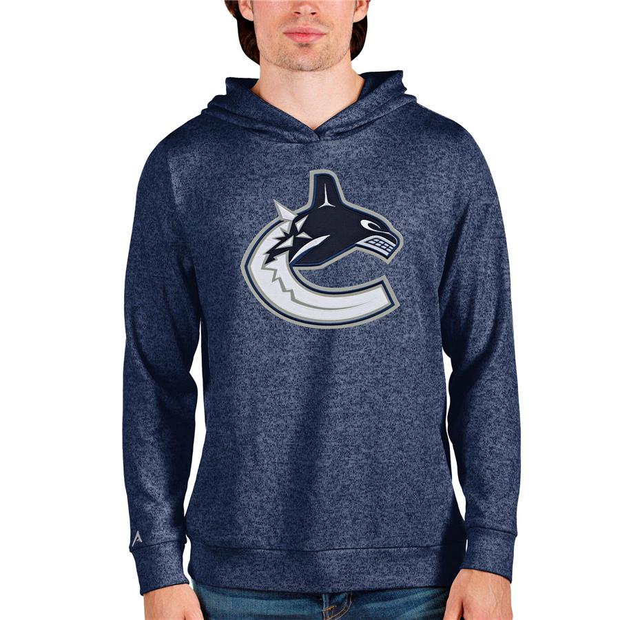 Vancouver Canucks Antigua Absolute Pullover Hoodie - Heathered Navy