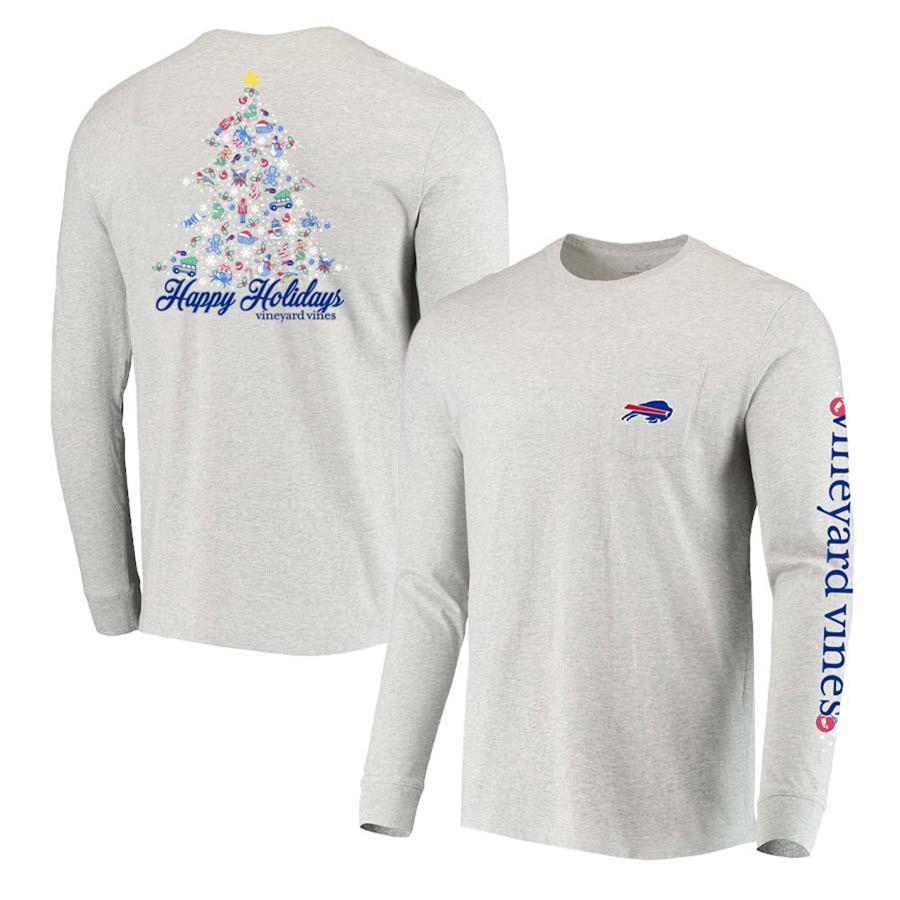 Buffalo Bills Vineyard Vines Holiday Long Sleeve T-Shirt - Heathered Gray
