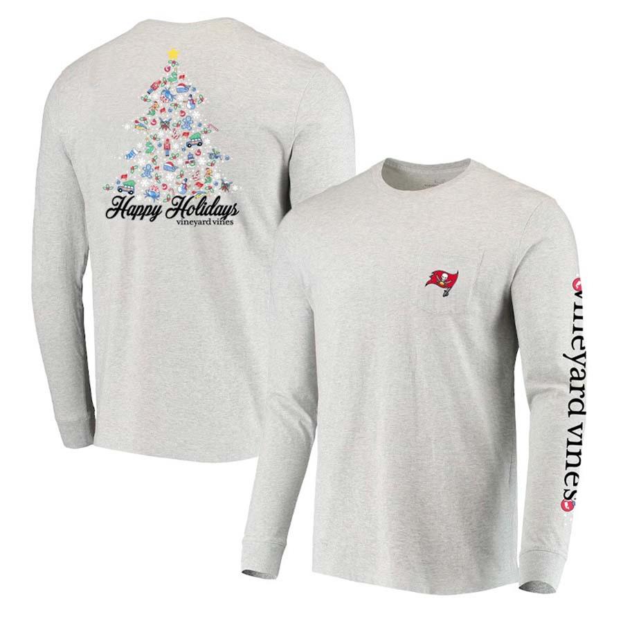 Tampa Bay Buccaneers Vineyard Vines Holiday Long Sleeve T-Shirt - Heathered Gray