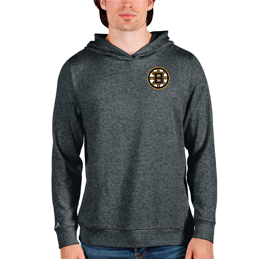 Boston Bruins Antigua Team Absolute Pullover Hoodie - Heathered Charcoal