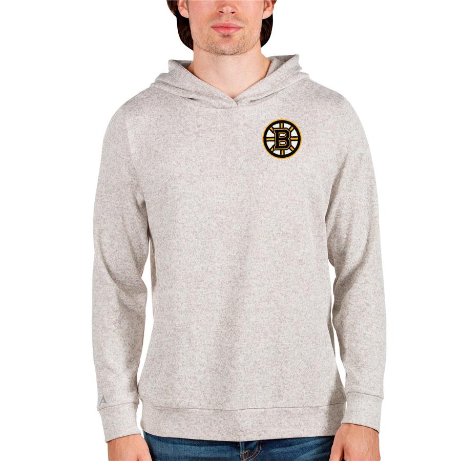 Boston Bruins Antigua Team Absolute Pullover Hoodie - Oatmeal