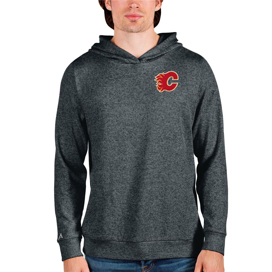 Calgary Flames Antigua Team Absolute Pullover Hoodie - Heathered Charcoal