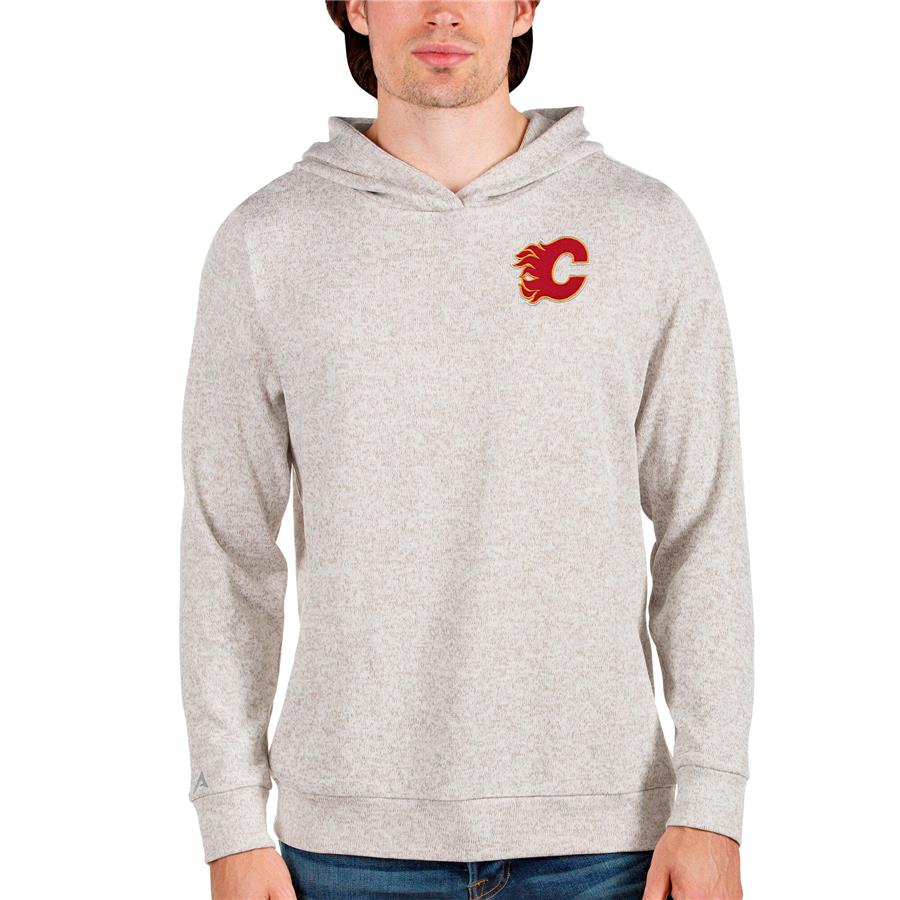 Calgary Flames Antigua Team Absolute Pullover Hoodie - Oatmeal