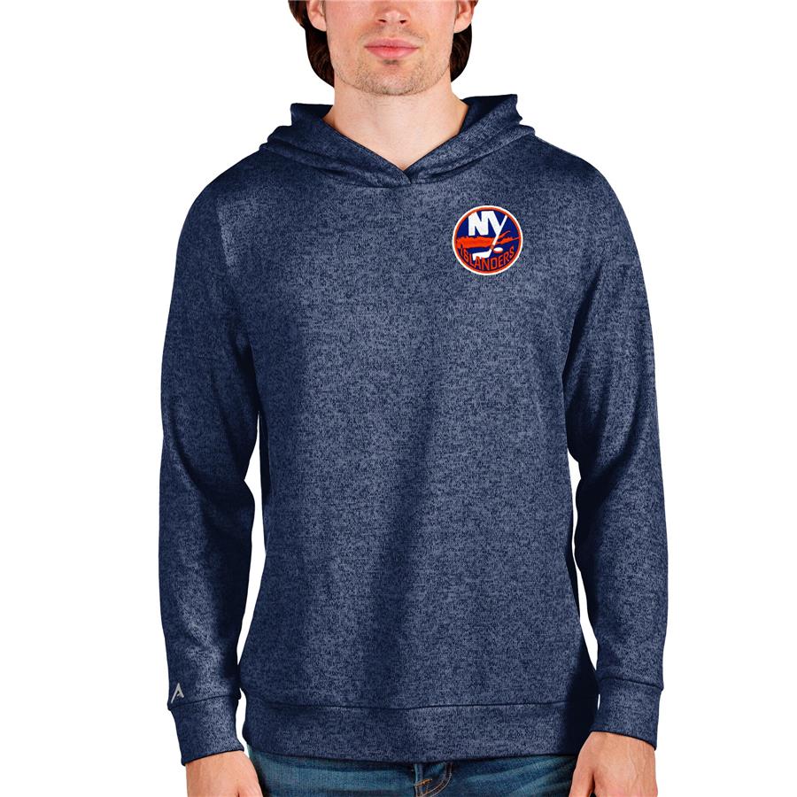 New York Islanders Antigua Team Absolute Pullover Hoodie - Heathered Navy