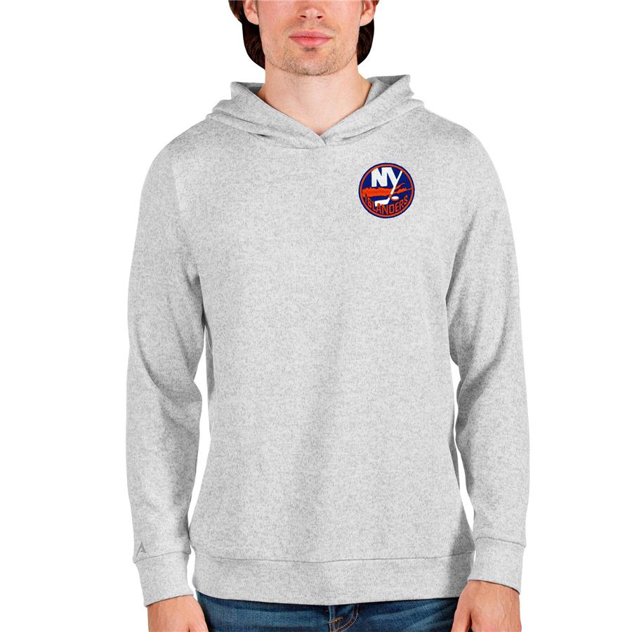 New York Islanders Antigua Team Absolute Pullover Hoodie - Heathered Gray