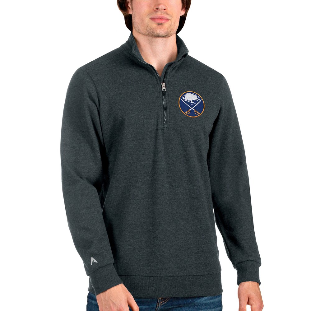 Buffalo Sabres Antigua Action Quarter-Zip Pullover Sweatshirt - Heathered Charcoal
