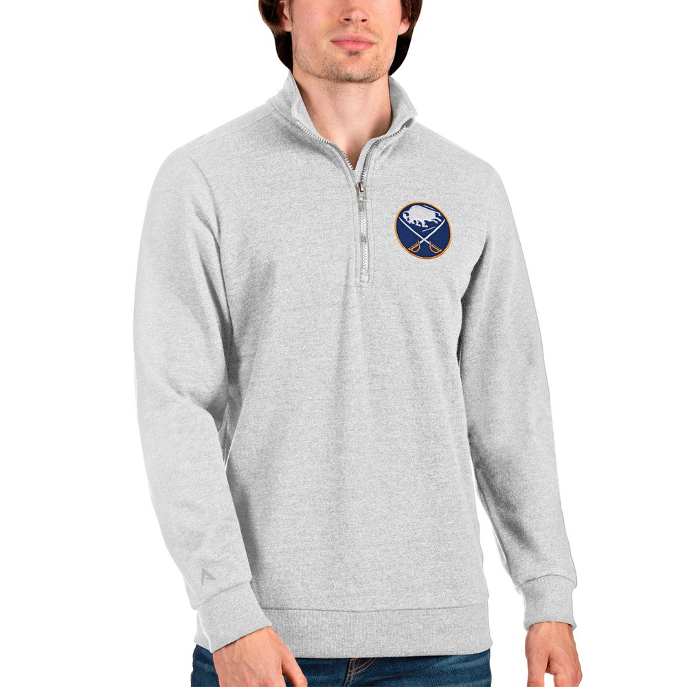 Buffalo Sabres Antigua Action Quarter-Zip Pullover Sweatshirt - Heathered Gray