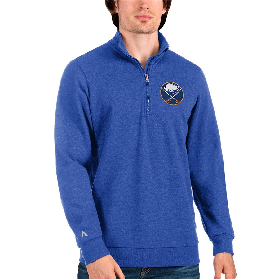 Buffalo Sabres Antigua Action Quarter-Zip Pullover Sweatshirt - Heathered Royal