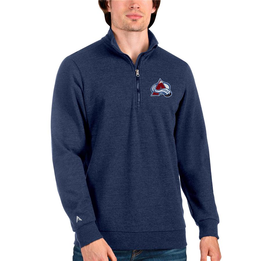 Colorado Avalanche Antigua Action Quarter-Zip Pullover Sweatshirt - Heathered Navy