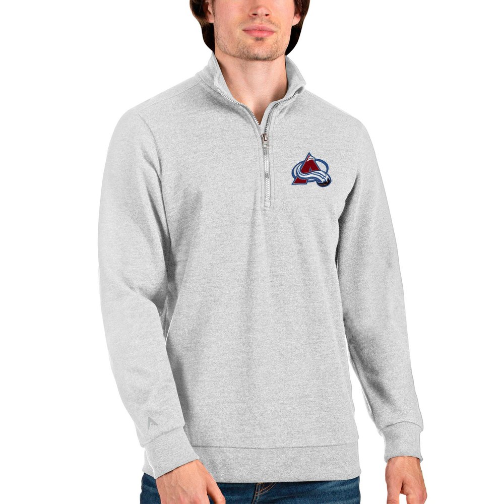 Colorado Avalanche Antigua Action Quarter-Zip Pullover Sweatshirt - Heathered Gray